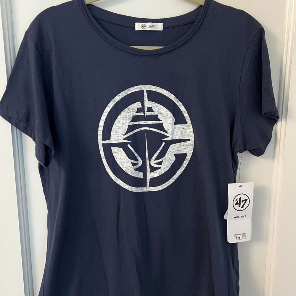 47 Brand, Los Angeles Clippers NBA blue t-shirt with white circular logo, women’